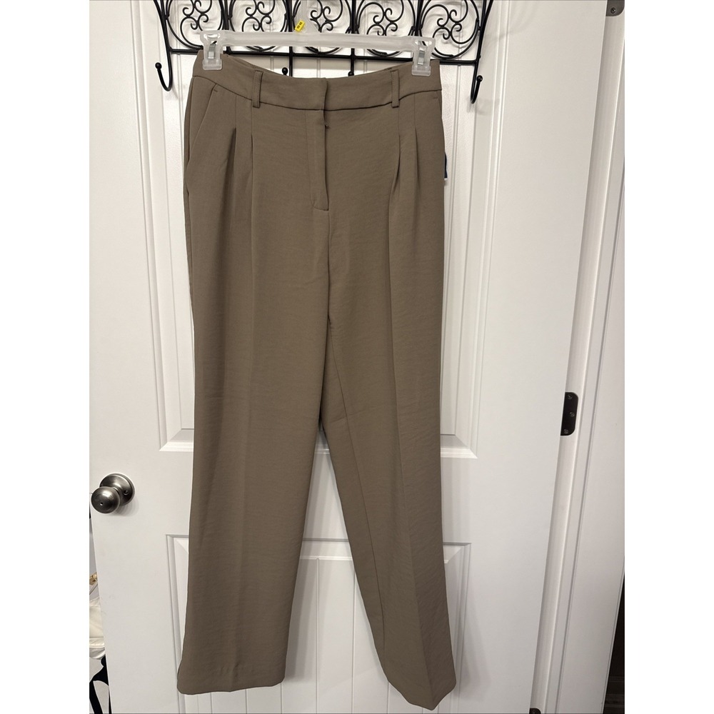 Christian Lacroix Women Pleated Front High-Rise Wide Trouser Pants Size 6 Tan